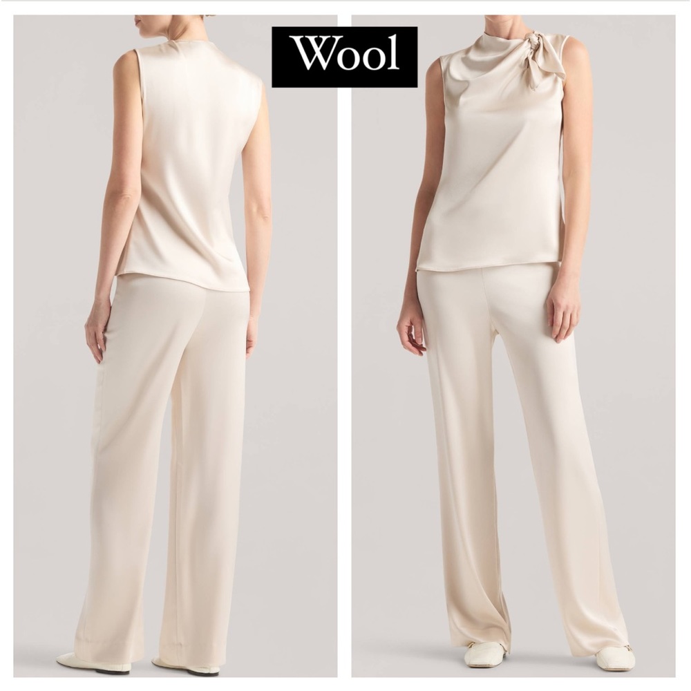 St. John Santana Knit Pull On Elastic Waist Pants NWOT Beige L